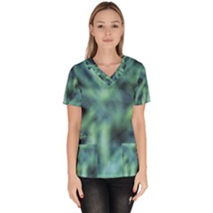 Blue Abstract Stars Women s V-neck Scrub Top by DimitriosArt