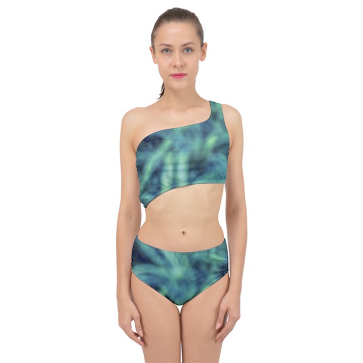 Blue Abstract Stars Spliced Up Two Piece Swimsuit