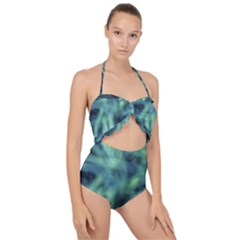 Blue Abstract Stars Scallop Top Cut Out Swimsuit