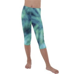 Blue Abstract Stars Kids  Lightweight Velour Capri Leggings  by DimitriosArt