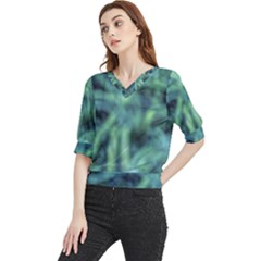 Blue Abstract Stars Quarter Sleeve Blouse