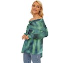 Blue Abstract Stars Off Shoulder Chiffon Pocket Shirt View2