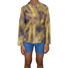 Yellow Abstract Stars Kids  Long Sleeve Swimwear