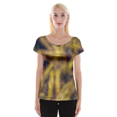 Yellow Abstract Stars Cap Sleeve Top