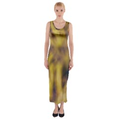 Yellow Abstract Stars Fitted Maxi Dress