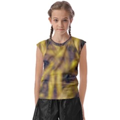 Yellow Abstract Stars Kids  Raglan Cap Sleeve Tee