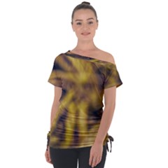 Yellow Abstract Stars Off Shoulder Tie-up Tee