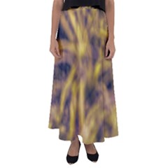 Yellow Abstract Stars Flared Maxi Skirt