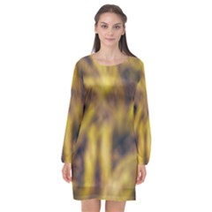 Yellow Abstract Stars Long Sleeve Chiffon Shift Dress  by DimitriosArt