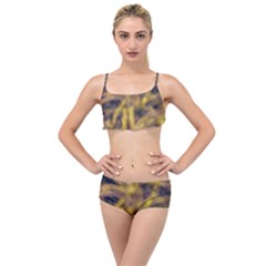 Yellow Abstract Stars Layered Top Bikini Set