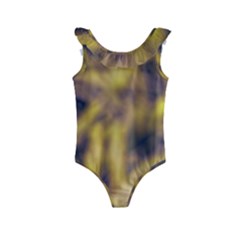 Yellow Abstract Stars Kids  Frill Swimsuit