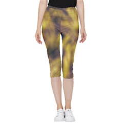 Yellow Abstract Stars Inside Out Lightweight Velour Capri Leggings  by DimitriosArt