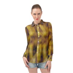 Yellow Abstract Stars Long Sleeve Chiffon Shirt