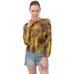 Yellow Abstract Stars Banded Bottom Chiffon Top by DimitriosArt