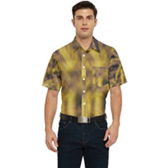 Yellow Abstract Stars Men s Short Sleeve Pocket Shirt 