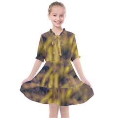 Yellow Abstract Stars Kids  All Frills Chiffon Dress by DimitriosArt