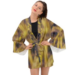 Yellow Abstract Stars Long Sleeve Kimono