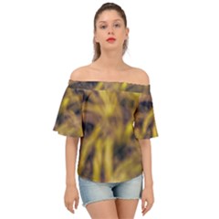 Yellow Abstract Stars Off Shoulder Short Sleeve Top by DimitriosArt