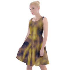 Yellow Abstract Stars Knee Length Skater Dress