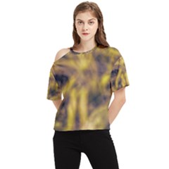 Yellow Abstract Stars One Shoulder Cut Out Tee by DimitriosArt