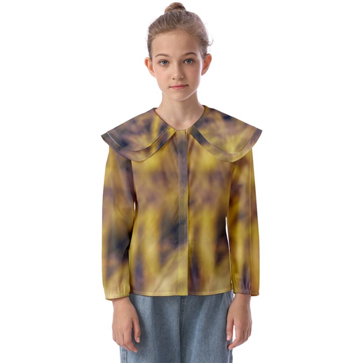 Yellow Abstract Stars Kids  Peter Pan Collar Blouse