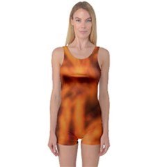 Red Abstract Stars One Piece Boyleg Swimsuit by DimitriosArt