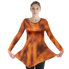 Red Abstract Stars Long Sleeve Tunic  by DimitriosArt