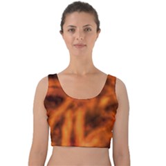 Red Abstract Stars Velvet Crop Top by DimitriosArt