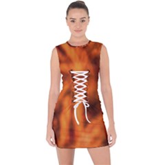 Red Abstract Stars Lace Up Front Bodycon Dress by DimitriosArt