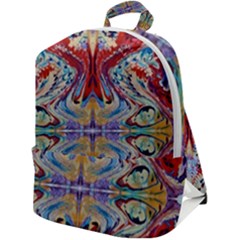 Red Feathers Zip Up Backpack by kaleidomarblingart