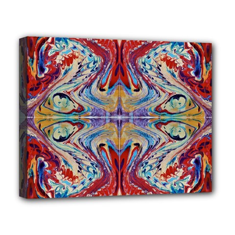 Red Feathers Deluxe Canvas 20  X 16  (stretched) by kaleidomarblingart