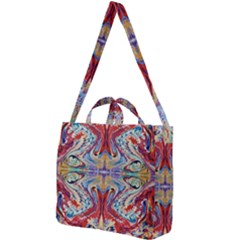 Red Feathers Square Shoulder Tote Bag by kaleidomarblingart