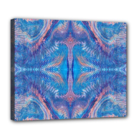 Blue Repeats Deluxe Canvas 24  X 20  (stretched) by kaleidomarblingart