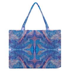 Blue Repeats Zipper Medium Tote Bag by kaleidomarblingart