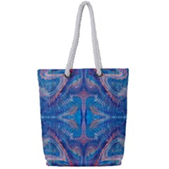 Blue Repeats Full Print Rope Handle Tote (small) by kaleidomarblingart