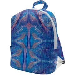 Blue Repeats Zip Up Backpack by kaleidomarblingart