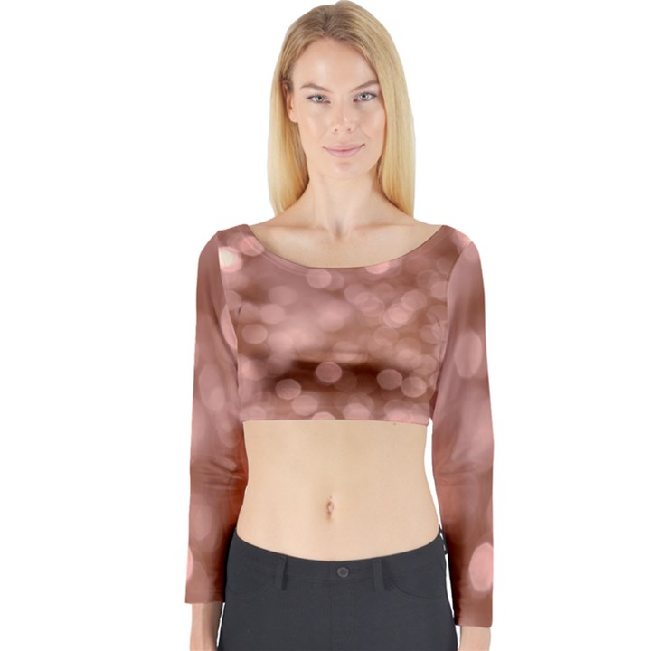 Light Reflections Abstract No6 Rose Long Sleeve Crop Top