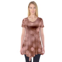 Light Reflections Abstract No6 Rose Short Sleeve Tunic  by DimitriosArt