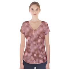 Light Reflections Abstract No6 Rose Short Sleeve Front Detail Top by DimitriosArt