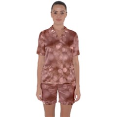 Light Reflections Abstract No6 Rose Satin Short Sleeve Pajamas Set by DimitriosArt