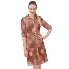 Light Reflections Abstract No6 Rose Long Sleeve Mini Shirt Dress by DimitriosArt