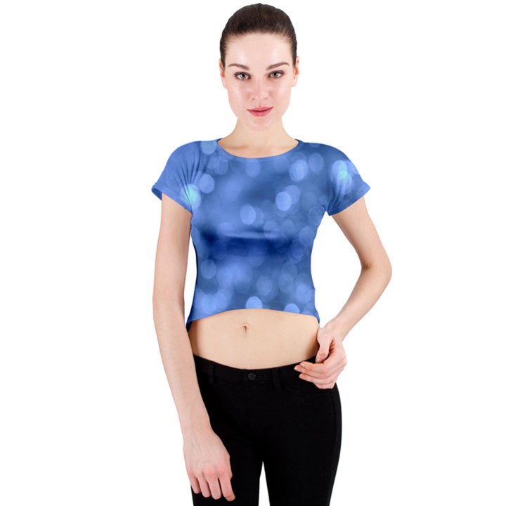 Light Reflections Abstract No5 Blue Crew Neck Crop Top