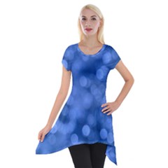 Light Reflections Abstract No5 Blue Short Sleeve Side Drop Tunic by DimitriosArt