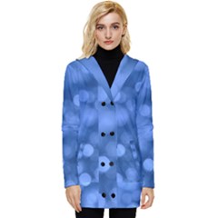 Light Reflections Abstract No5 Blue Button Up Hooded Coat  by DimitriosArt