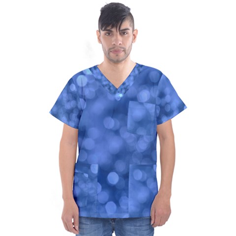 Light Reflections Abstract No5 Blue Men s V-neck Scrub Top by DimitriosArt