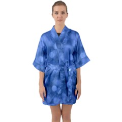 Light Reflections Abstract No5 Blue Half Sleeve Satin Kimono  by DimitriosArt