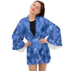 Light Reflections Abstract No5 Blue Long Sleeve Kimono by DimitriosArt