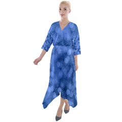 Light Reflections Abstract No5 Blue Quarter Sleeve Wrap Front Maxi Dress by DimitriosArt