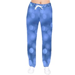 Light Reflections Abstract No5 Blue Women Velvet Drawstring Pants by DimitriosArt