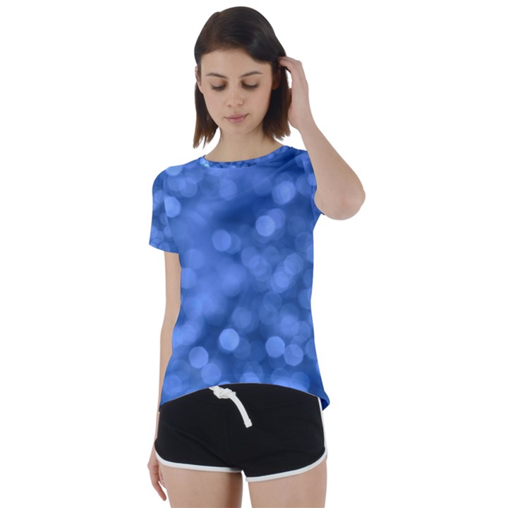 Light Reflections Abstract No5 Blue Short Sleeve Foldover Tee